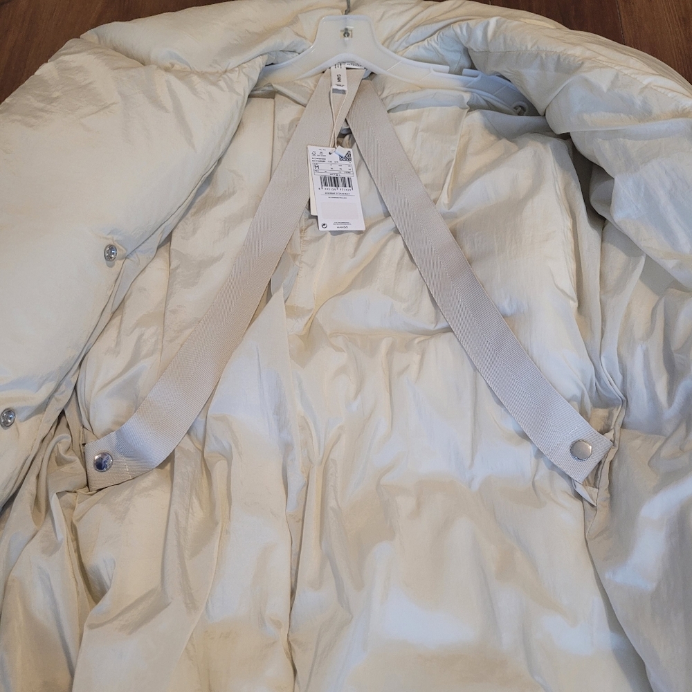 Nwt! Mango Padded Coat Belted With Pouch Ecru Sz M - Picture 9 of 13
